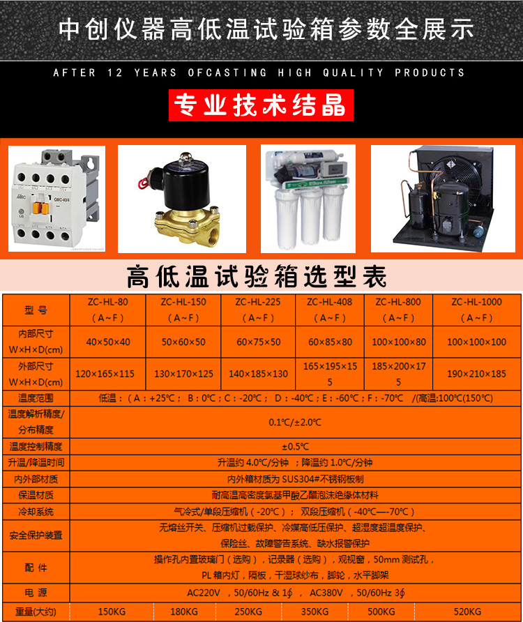 高低温试验箱选型表